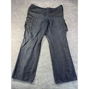 LAFAYETTE 148 NEW YORK Cargo Dark Wash Jeans Baggy Flared Womens Sz 14 X 32